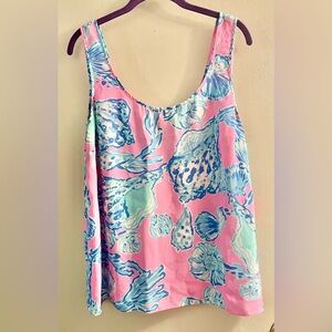 Lilly Pulitzer Vibrant Pink and Blue Seashell Blouse